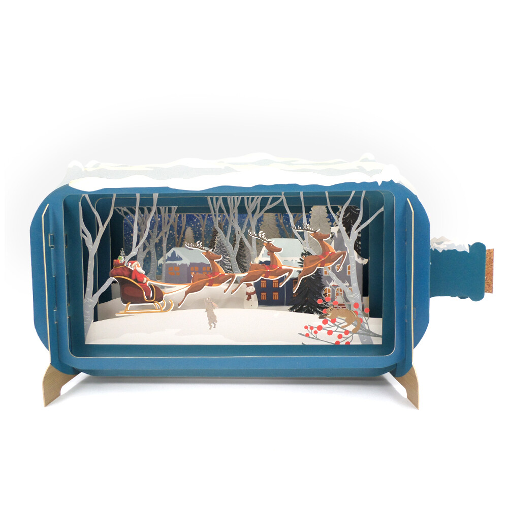 Message In A Bottle Santa's Magical Sleigh Pop Up Christmas Card By Alljoy Cards