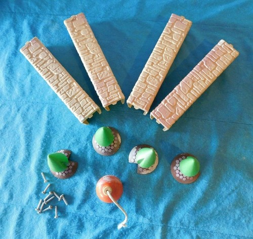 Casa delle bambole vintage Little Tikes tetto blu lampada arancione alberi arbusti pilastri travi - Foto 3 di 3