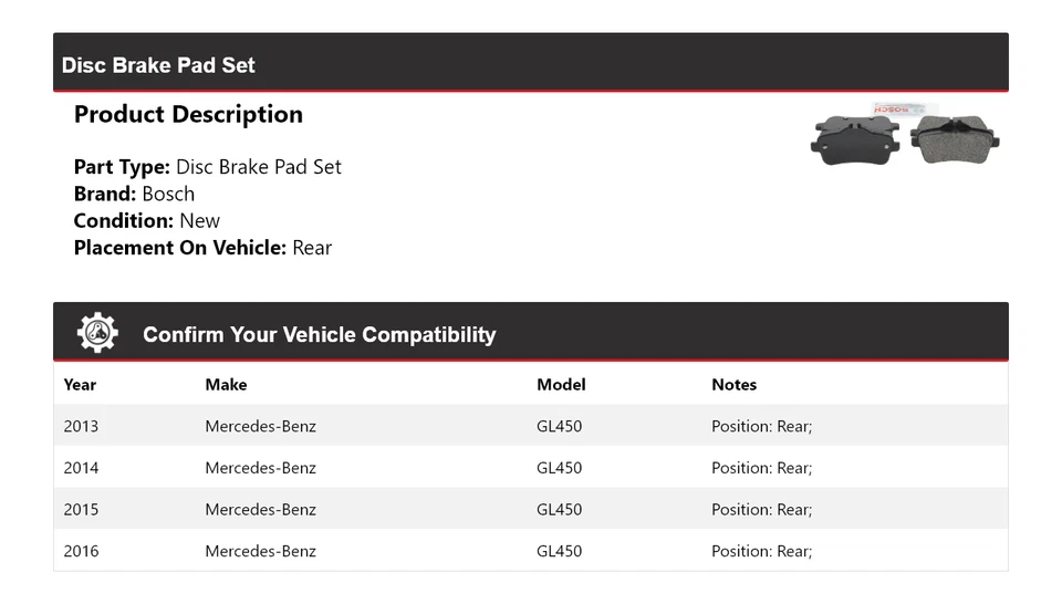 Задние керамические тормозные колодки синие для Mercedes GL450 Bosch 2013-2016 годов выпуска 2014 2015 годов выпуска - Изображение 2 из 4