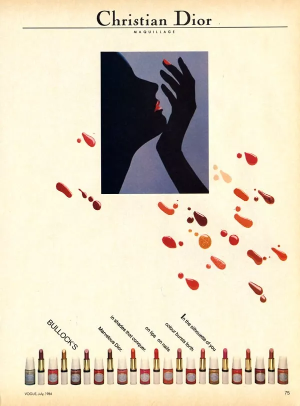 PUBLICITÉ MAGAZINE 1 page maquillage ongles maquillage Christian Dior Tyen 1984