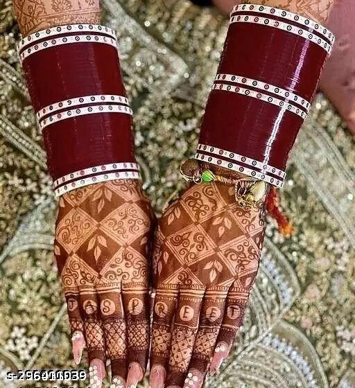 Maroon Simple Chooda Design Maroon Designer Chura Bridal Punjabi