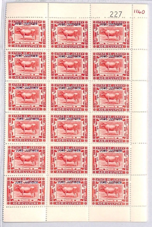 GB Channel Is JERSEY REVENUE 1s Cow BLOCK{18} 1s *JURE-JUSTICIER* Mint MNH ZR153 - Image 2 of 4