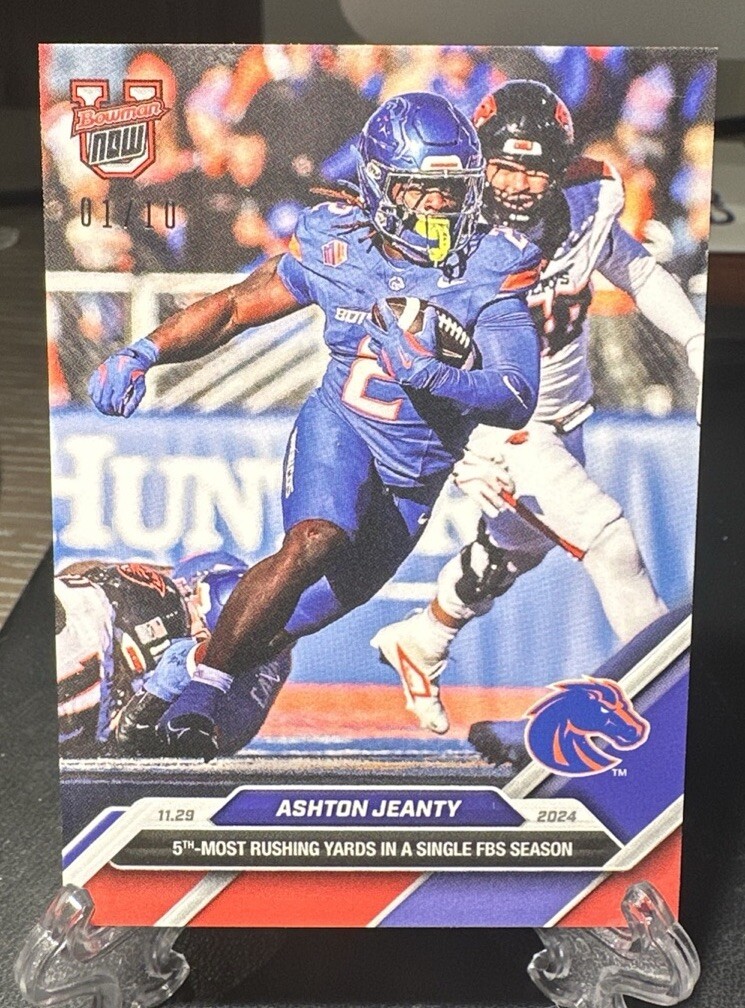 2024 Bowman U Now #50 Ashton Jeanty RED #1/10 5th Most Rushing Yards FBS Season