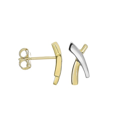 Orecchini A Perno Love Knot Oro 14kt Tricolore - Giallo, Bianco, Rosa, 9mm, Made In Italy, Lucidi