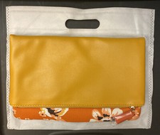 Rachel Pally Reversible Clutch - New - Zahara Orange Floral Pattern