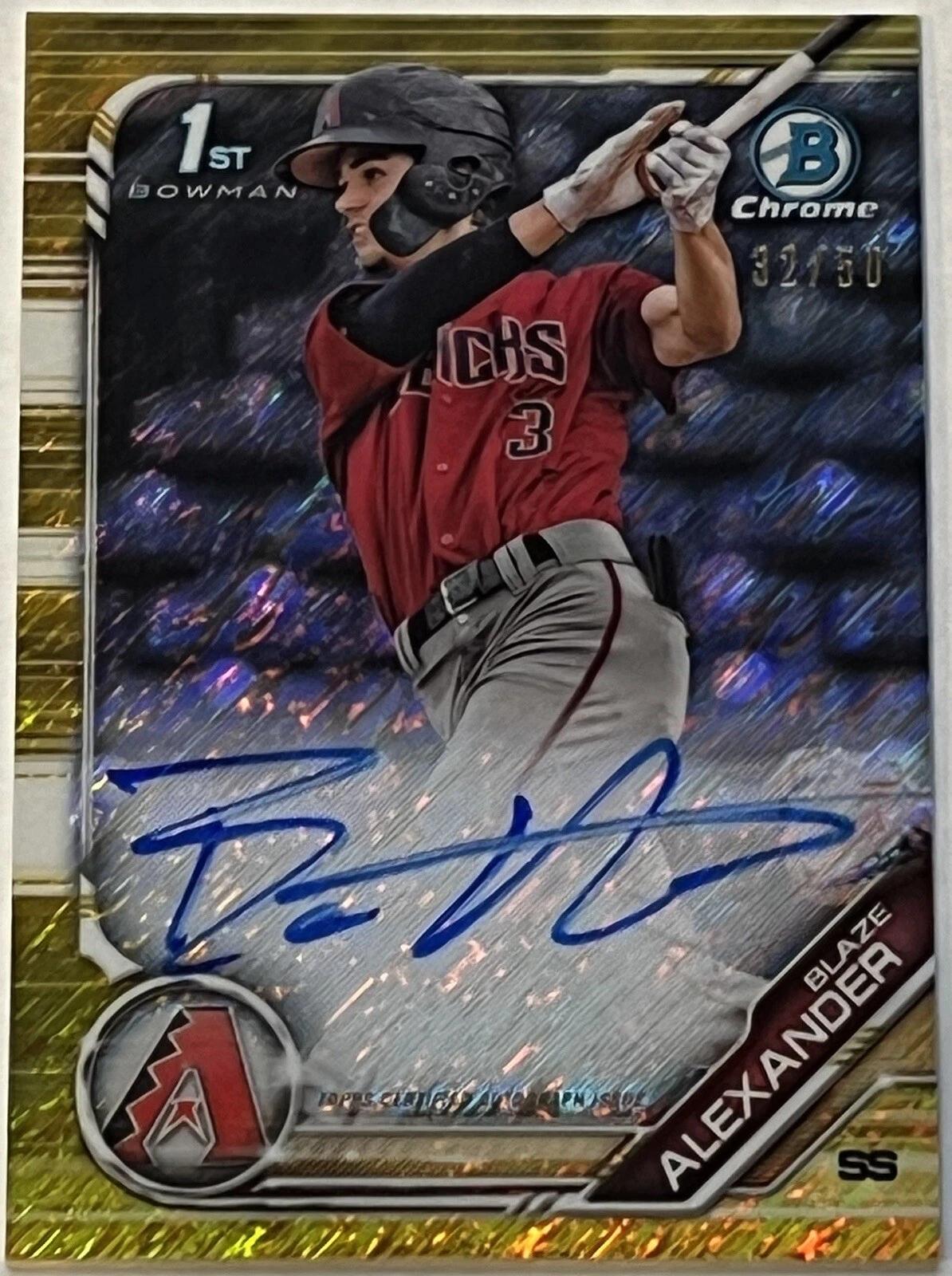 2019 Bowman Chrome Blaze Alexander Gold Shimmer Refractor Autograph Auto 32/50