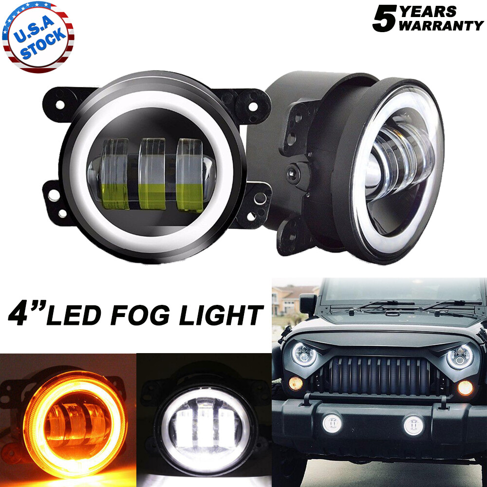 4 inch Round LED Fog Lights Halo Driving Lamp for Dodge Charger 2011 2012  2013