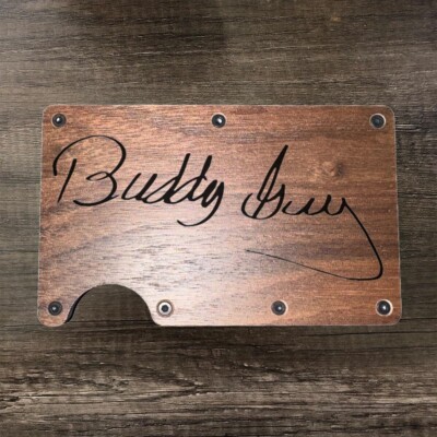 Wood Wallet Minimalist Laser Engraved with Buddy Guy