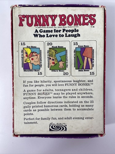 Vtg Funny Bones Card Game 1968 Parker Brothers Made In USA Complete Game Night - Picture 8 of 8