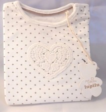 LUPILU tee-shirt bio manche longue écru à pois motif coeur bébé 2 - 6 mois