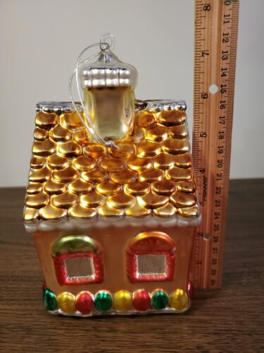 Large Glass Gingerbread House Christmas Ornament - Picture 4 of 8