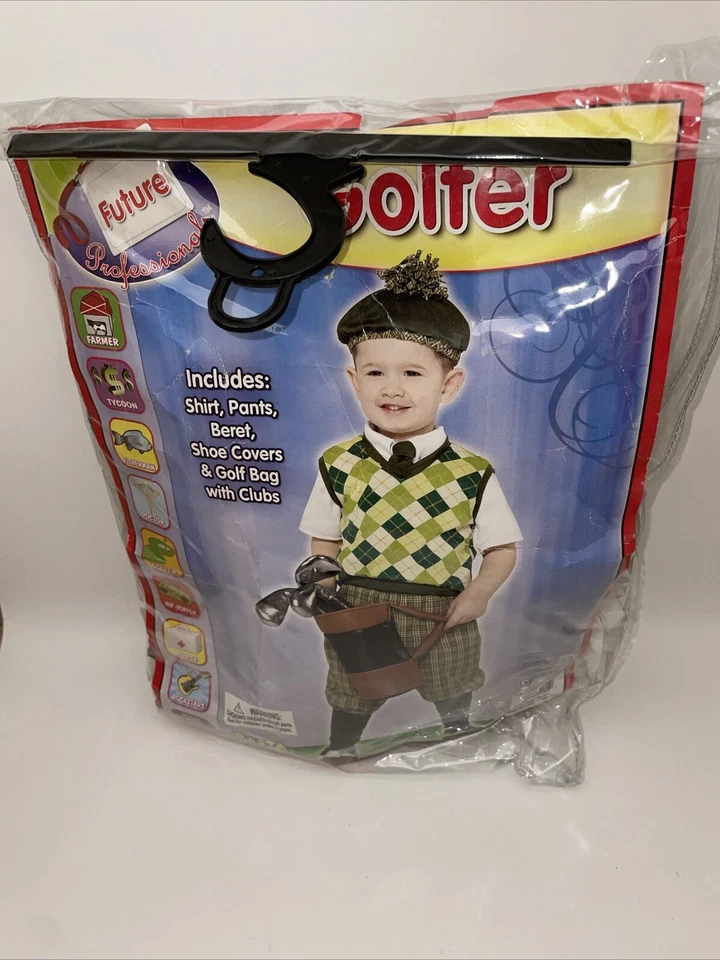 Disfraz de golfista infantil 3-4T pantalones, camisa, boina, fundas para zapatos, etc. Foto 2 de 4