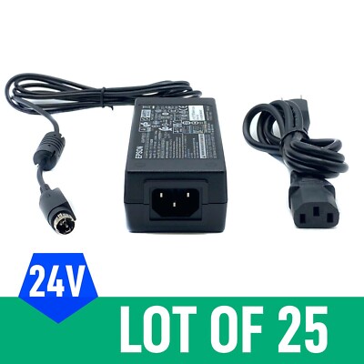 Lot of 25 OEM Epson 3-Pin AC Adapter 24V 1.5A 36W for TM Series Printers & Cord
