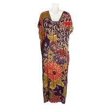 Paisley Kaftan Maxi Bohemian Boho North African Loungewear Long Dress, Large