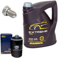 MotoröL Set 5W-40 5 Liter + ÖLfilter SM 5086 + Schraube FüR Audi Seat Skoda VW