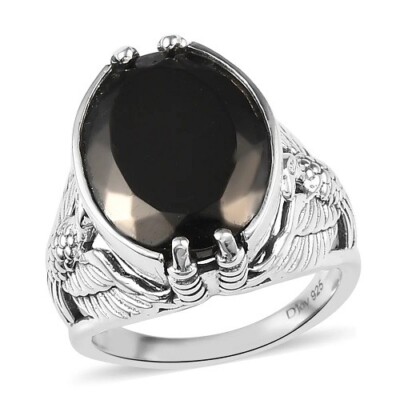 Artisan Crafted Elite Shungite Solitaire Ring Sterling Silver 5.25 ctw S6, 7