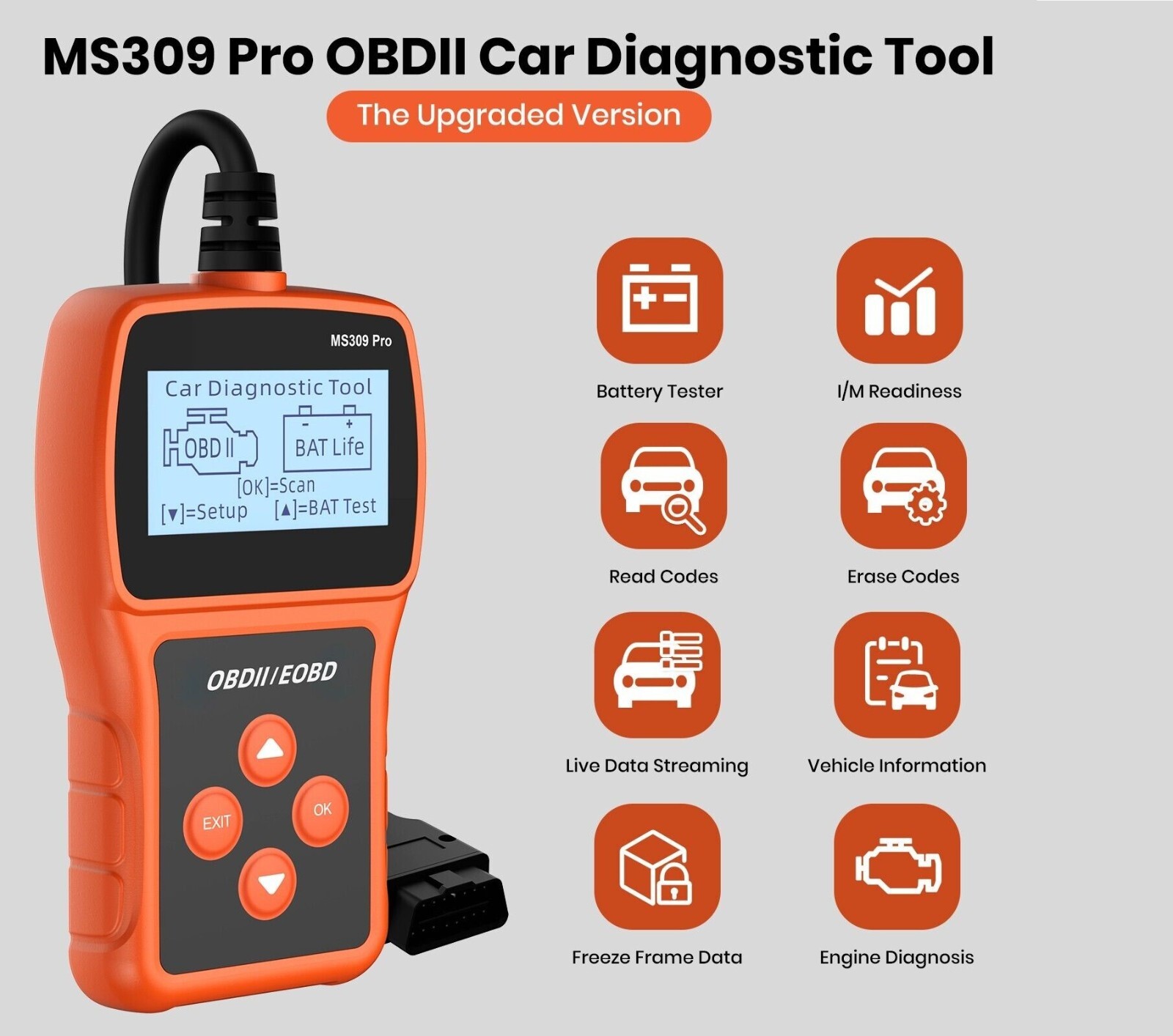 CARS OBD2 Scanner for Check Engine Light Diagnostic Code Read & Erase OBD II-image