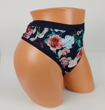 NWT Lane Bryant Cacique No Show Thong 22/24 Plus Panties Black Pink Roses Floral