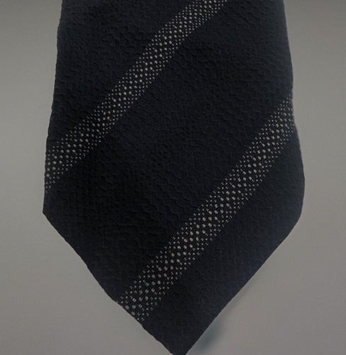 Giorgio Armani Black Label Black W/Dotted White Stripes Silk Blend Italy NEW - Picture 2 of 15
