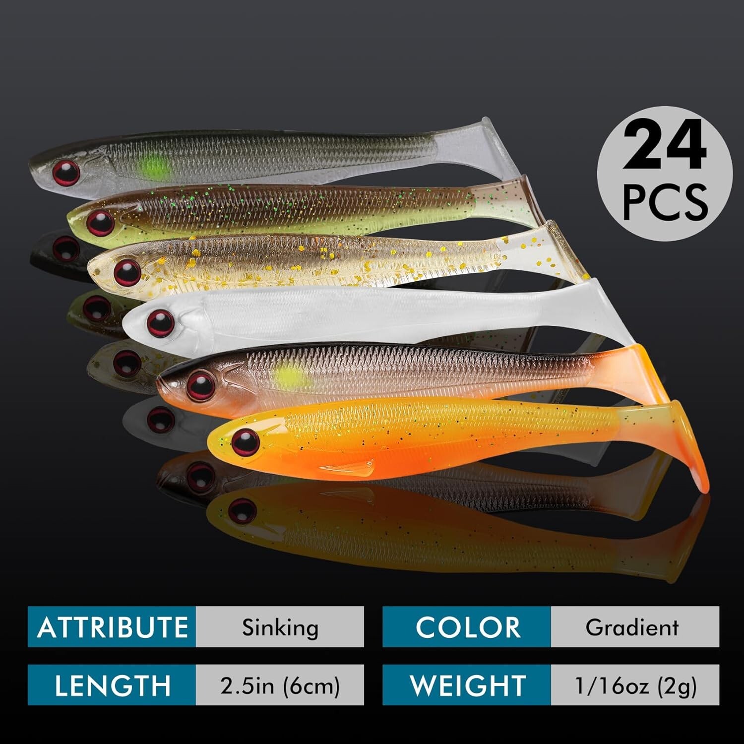 Vibrating 2.5in Soft Swimbaits - 24pc Set for Family Fishing Adventures - Image 4