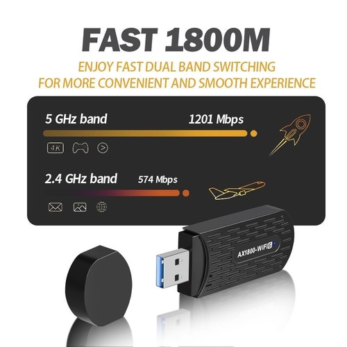 Dbit AX1800 WiFi 6 USB 3.0 USB WiFi Adapter Dual-band Network Card for PC Laptop - Picture 4 of 10