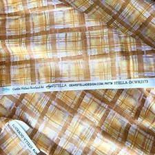 Dear Stella Brown Tan Lavendar Plaid Cotton Quilting Fabric DCWR2173