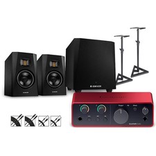 Focusrite Scarlett Solo Gen 4 w/Adam Audio T-Series Monitors/Sub/Stand/Cable T5V