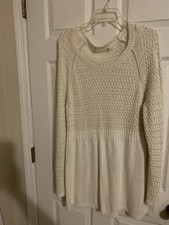 LARGE No tag Gold thread top cream long-sleeve sweater dress