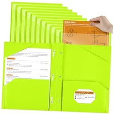 Pcs Plastic Folder with Clear Front Pocket and 3 Prong 18 Fluorescent Green