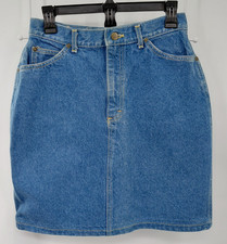 Vintage Lee Riders Womens Blue Denim Mini Skirt Union Made USA, Red Tag Sz 11