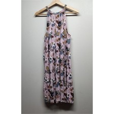 Loft Mini Dress Women L Pink Floral Halter Relaxed Spring Feminine Casual