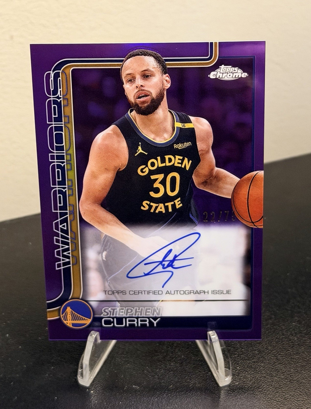 Stephen Curry 2025-26 Topps Chrome #TCA-SC Purple Refractor Auto /75