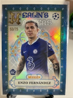 2022-23 Topps Chrome Merlin Masters ENZO FERNANDEZ Blue Refractor /75 RC