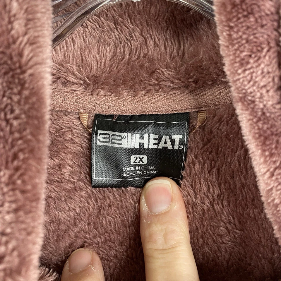 32 Degrees Heat Jacket Womens 2X Dusty Plum Plush Heavy Faux Fur Fleece Full Zip - Image 3 of 4