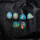 Royal Aurora ~ 6 PC Ethiopian Natural Opal 8mm-11mm Multi Color Play Cabochons