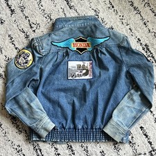 Vintage Denim Honda Riding Jacket POWMIA Goldwing distressed 70s 80s