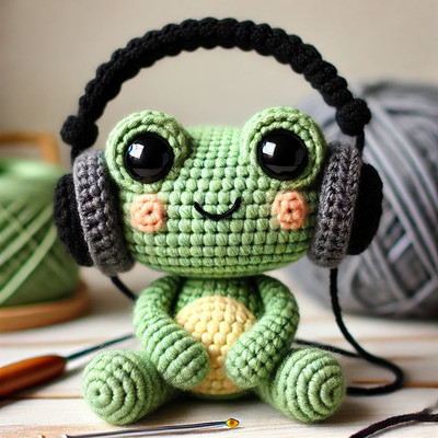 Frosch mit Kopfhörer Muster PDF | Amigurumi Spielzeug Anleitung | Anfängerfreundlich