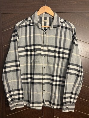 Burberry Brit Men's Grey Check Plaid Long Sleeve Flannel Size XL EUC