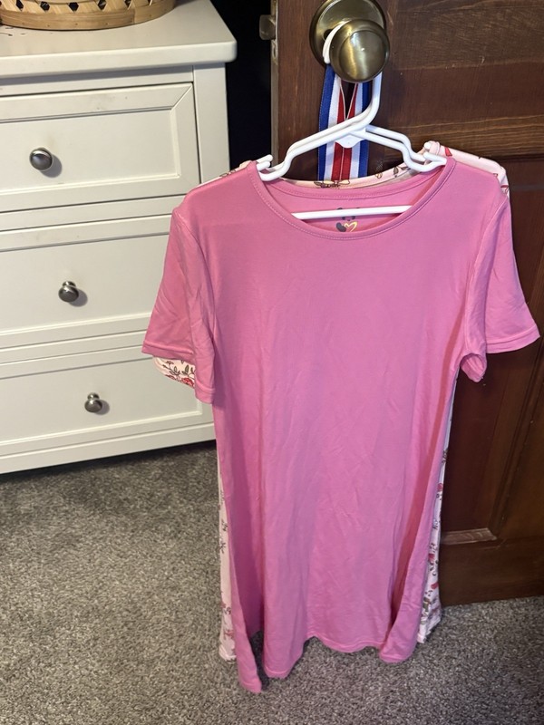 Bellabu Bear Girls Pink T-shirt Dress Bamboo Size 12/14y