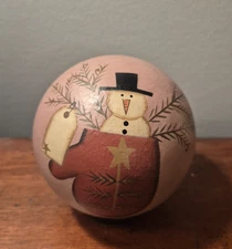 Country theme snowman ball decoration, primitive look