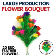 Large PRODUCTION FEATHER FLOWER BOUQUET Sleeve 20 Bud Plume Stage Magic Trick