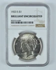 1923-S Peace Silver Dollar BU NGC Brown Label *8025