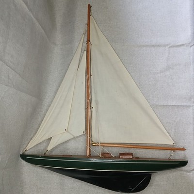 Vintage Wooden Yacht Model Sailboat Sailing Ship Nautical Decor 20'' Long