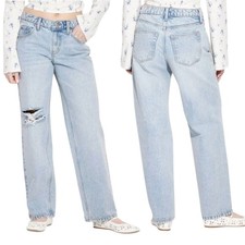 NWT Women's Wild Fable High-Rise 90's Relaxed Straight Jeans Light Acid Wash 00