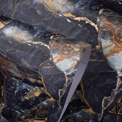 31.5''x 157'' Peel and Stick Black Marble Wallpaper Dark Blue Granite Paper Sel...