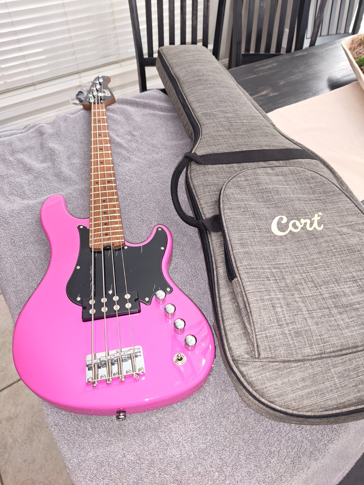 Cort GB Short Scale Bass 4 string - Fandango Purple with soft padded case