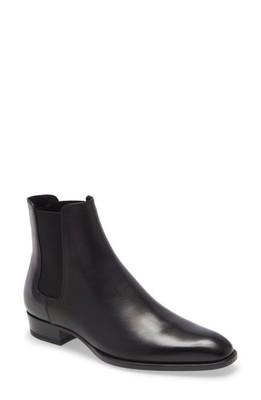Saint Laurent Wyatt Chelsea Boots Men's 7US/40EU Nero Almond Toe Slip On Style