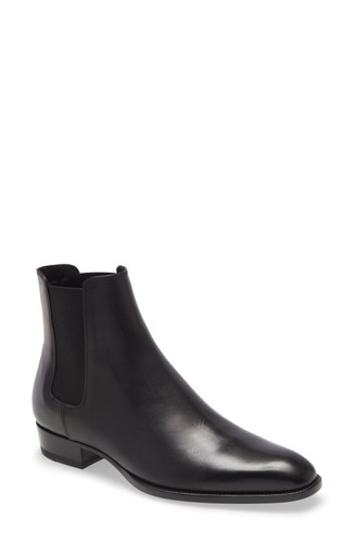 Saint Laurent Wyatt Chelsea Boots Men's 7US/40EU Nero Almond Toe Slip On Style