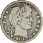 1901-O Barber Silver Quarter Choice VG Uncertified #100