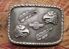 Vintage Hand Made Sterling Silver Overlay Fethers Eagle Motorcycle Belt Buckle